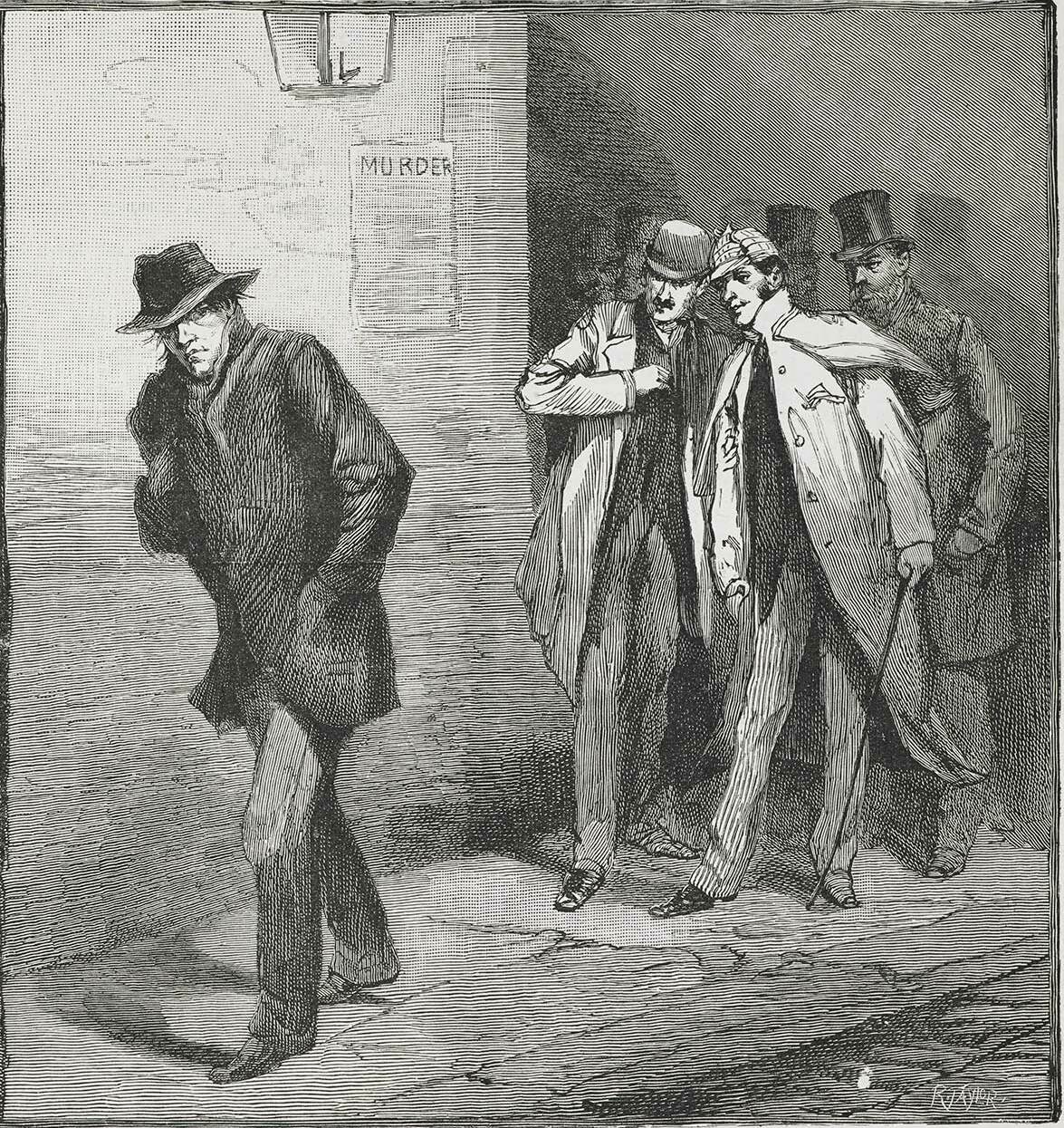 Illustrated London News, 13 de outubro de 1888: uma figura suspeita vigiada no East End