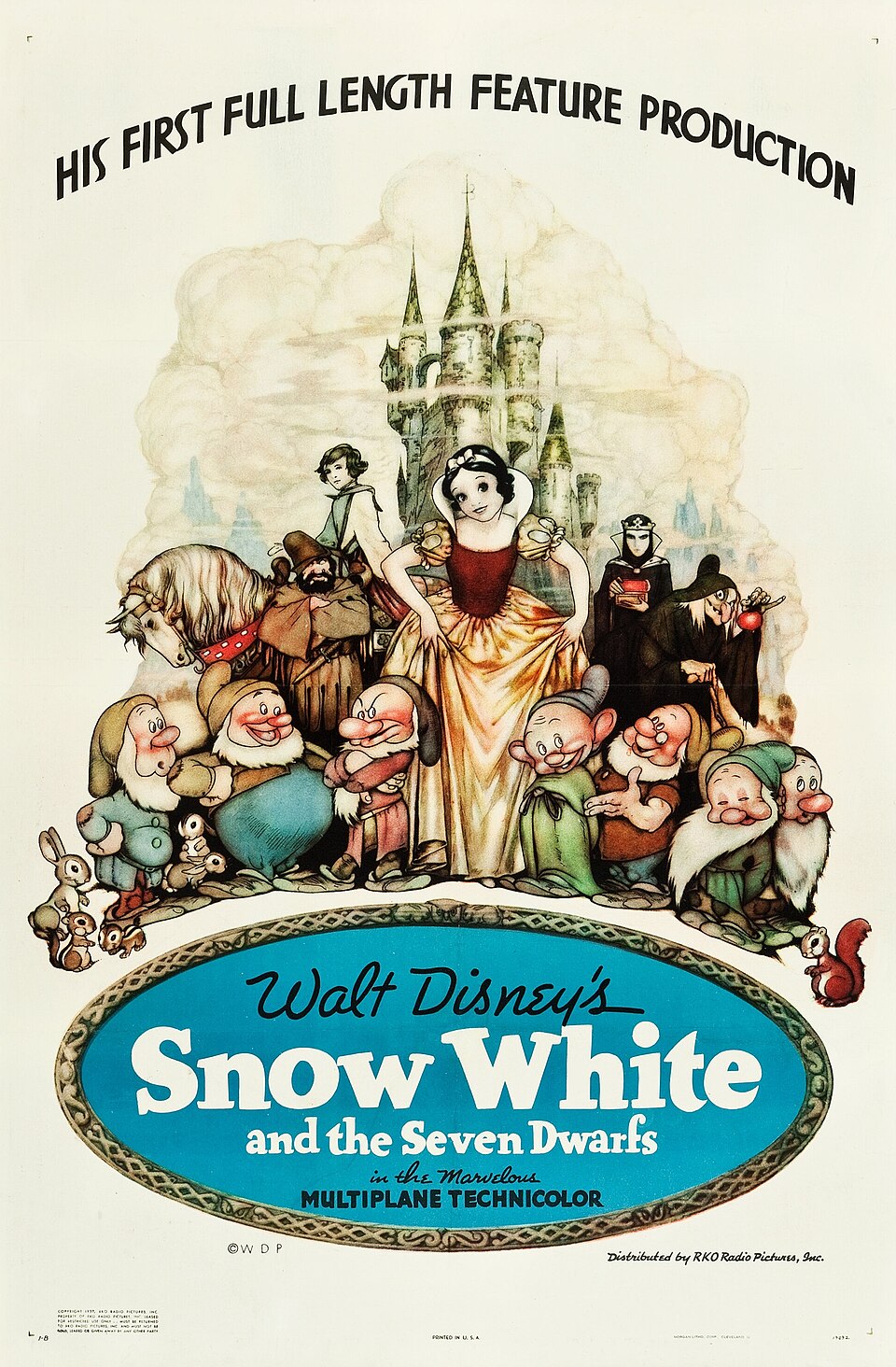 Publicity artwork from Snow White and the Seven Dwarfs, 1937.