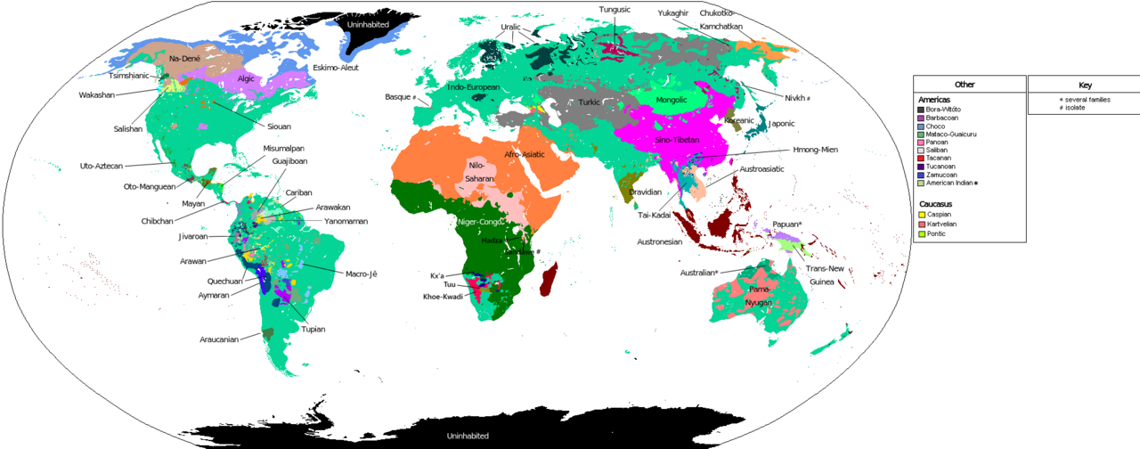 語族に関連する地図イメージ