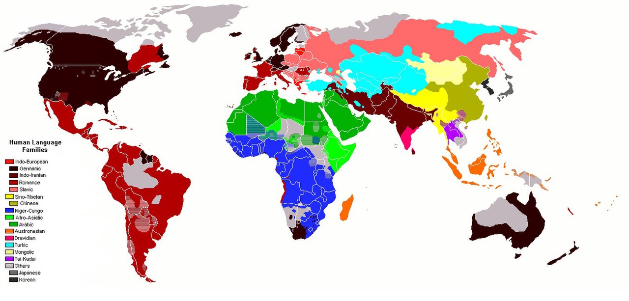 母語に関連する地図イメージ