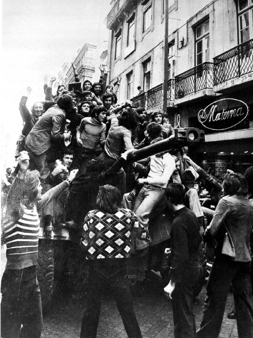 Crowds and carnations in Lisbon, 25 April 1974