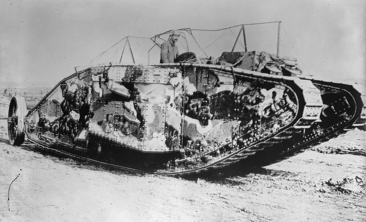 Historical tanks on a parade or battlefield